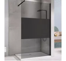 Душевая перегородка Abber Immer Offen 120 AG69120BT профиль Черный стекло прозрачное с тонированной полосой