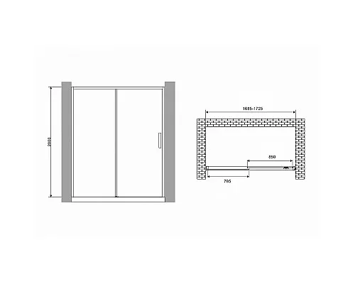 Душевая дверь Abber Komfort 170 AG93170 профиль Хром стекло прозрачное