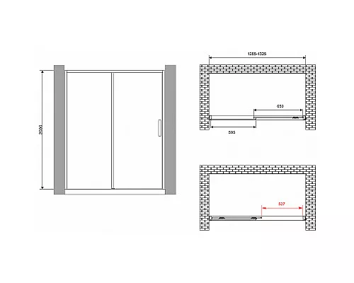 Душевая дверь Abber Komfort 130 AG93130 профиль Хром стекло прозрачное