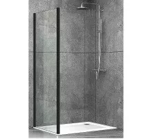 Душевая перегородка Abber S80B 80x190 профиль Черный стекло прозрачное