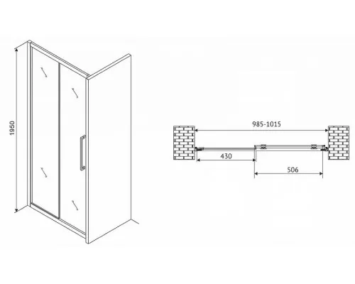 Купить Душевая дверь Abber Schwarzer Diamant 100 AG30100H профиль Хром стекло прозрачное в магазине сантехники Santeh-Crystal.ru