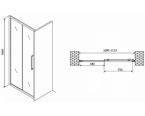 Заказать Душевая дверь Abber Schwarzer Diamant 110 AG30110H профиль Хром стекло прозрачное в магазине сантехники Santeh-Crystal.ru