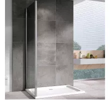 Душевая стенка Abber Schwarzer Diamant 80x195 S80 профиль Хром стекло прозрачное