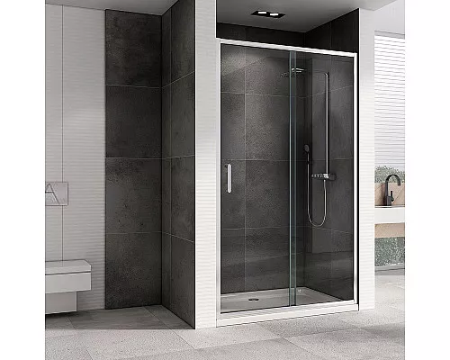 Приобрести Душевая дверь Abber Schwarzer Diamant 100 AG301005 профиль Хром стекло прозрачное в магазине сантехники Santeh-Crystal.ru