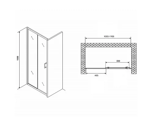 Заказать Душевая дверь Abber Schwarzer Diamant 110 AG301105 профиль Хром стекло прозрачное в магазине сантехники Santeh-Crystal.ru