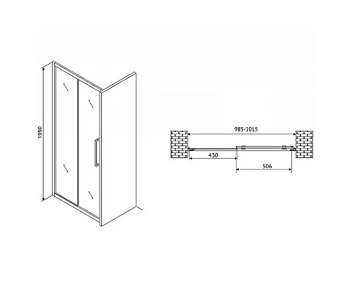 Купить Душевая дверь Abber Schwarzer Diamant 100 AG30100MH профиль Хром стекло матовое в магазине сантехники Santeh-Crystal.ru