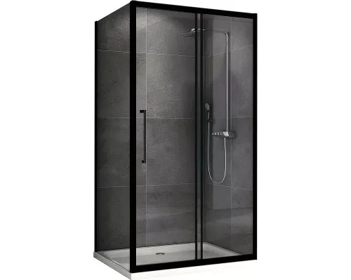 Купить Душевой уголок Abber Schwarzer Diamant 180x75 AG30180BH-S75B профиль Черный стекло прозрачное в магазине сантехники Santeh-Crystal.ru