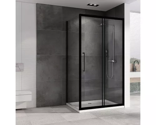 Купить Душевой уголок Abber Schwarzer Diamant 180x75 AG30180BH-S75B профиль Черный стекло прозрачное в магазине сантехники Santeh-Crystal.ru