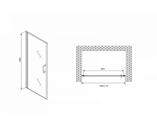 Купить Душевая дверь Abber Sonnenstrand 70 AG04070 профиль Хром стекло прозрачное в магазине сантехники Santeh-Crystal.ru