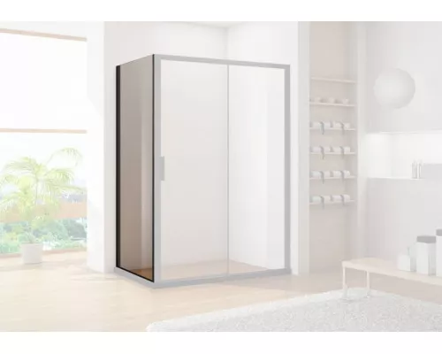 Приобрести Душевая стенка Aquanet Pleasure AE60-F-90H200U-BT 90 профиль Черный стекло прозрачное в магазине сантехники Santeh-Crystal.ru