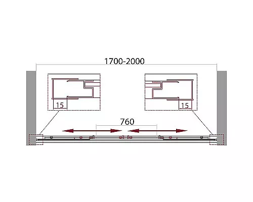 Купить Душевая дверь BelBagno Unique 200 UNIQUE-BF-2-170/200-P-Cr профиль Хром стекло рифленое в магазине сантехники Santeh-Crystal.ru