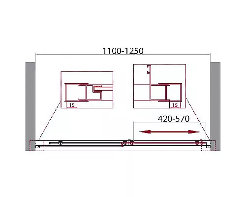 Приобрести Душевая дверь BelBagno Unique 125 UNIQUE-BF-1-110/125-P-Cr профиль Хром стекло рифленое в магазине сантехники Santeh-Crystal.ru
