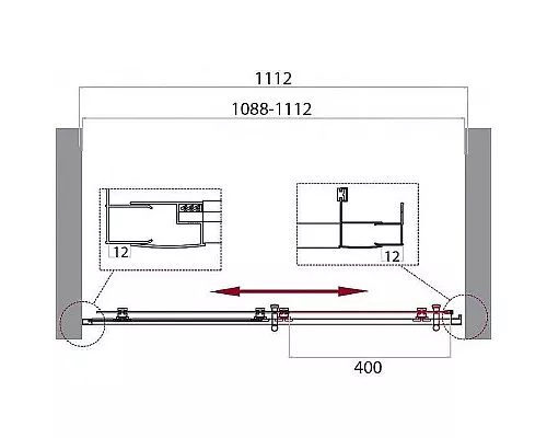 Заказать Душевая дверь BelBagno Uno 110 UNO-195-BF-1-110-C-Cr профиль Хром стекло прозрачное в магазине сантехники Santeh-Crystal.ru