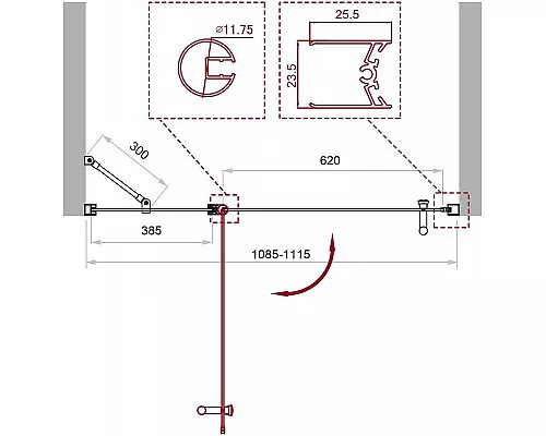 Заказать Душевая дверь BelBagno Uno 110 UNO-B-12-40+70-C-Cr профиль Хром стекло прозрачное в магазине сантехники Santeh-Crystal.ru