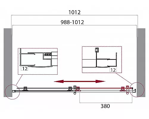 Заказать Душевая дверь BelBagno Uno 100 UNO-195-BF-1-100-P-Cr профиль Хром стекло рифленое в магазине сантехники Santeh-Crystal.ru