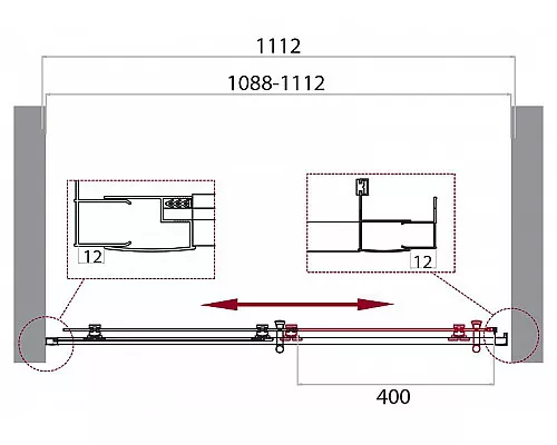 Приобрести Душевая дверь BelBagno Uno 110 UNO-195-BF-1-110-C-NERO профиль Черный матовый стекло прозрачное в магазине сантехники Santeh-Crystal.ru