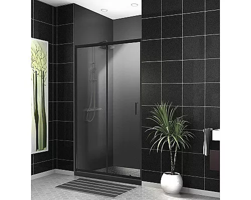 Купить Душевая дверь BelBagno Uno 120 UNO-195-BF-1-120-C-NERO профиль Черный матовый стекло прозрачное в магазине сантехники Santeh-Crystal.ru