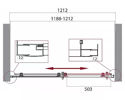 Купить Душевая дверь BelBagno Uno 120 UNO-195-BF-1-120-C-NERO профиль Черный матовый стекло прозрачное в магазине сантехники Santeh-Crystal.ru