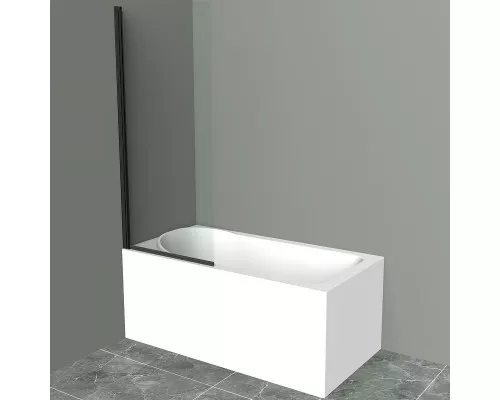 Купить Шторка на ванну BelBagno Uno 90 UNO-V-1-90/150-C-NERO профиль Черный матовый стекло прозрачное в магазине сантехники Santeh-Crystal.ru