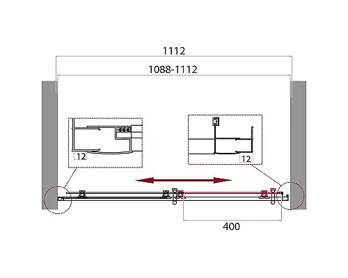 Приобрести Душевая дверь BelBagno Uno 110 UNO-195-BF-1-110-CH-CR профиль Хром стекло шиншилла в магазине сантехники Santeh-Crystal.ru