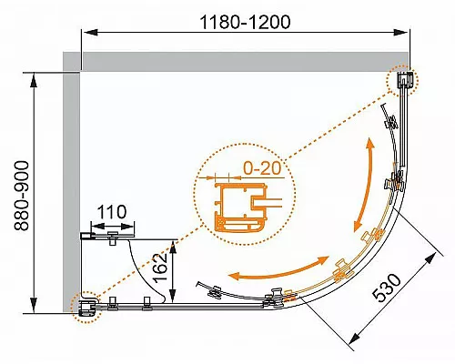 Заказать Душевой уголок Cezares Anima 120x90 ANIMA-W-RH-2-120/90-C-Cr-L профиль Хром стекло прозрачное в магазине сантехники Santeh-Crystal.ru