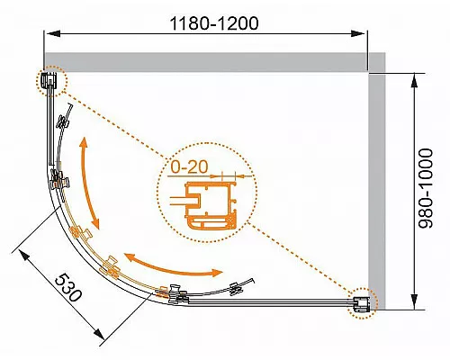 Приобрести Душевой уголок Cezares Anima 120x100 R ANIMA-W-RH-2-120/100-C-Cr-R профиль Хром стекло прозрачное в магазине сантехники Santeh-Crystal.ru