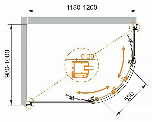 Купить Душевой уголок Cezares Anima 120x100 L ANIMA-W-RH-2-120/100-C-Cr-L профиль Хром стекло прозрачное в магазине сантехники Santeh-Crystal.ru
