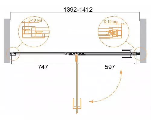 Купить Душевая дверь Cezares Bellagio 140 BELLAGIO-B-12-140-C-BORO профиль Золото брашированное стекло прозрачное в магазине сантехники Santeh-Crystal.ru