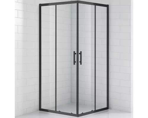 Купить Душевой уголок Cezares Eco 100x100 ECO-O-A-2-100-C-NERO профиль Черный матовый стекло прозрачное в магазине сантехники Santeh-Crystal.ru