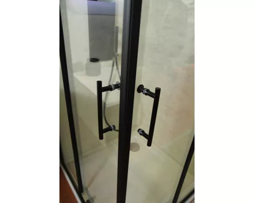 Купить Душевой уголок Cezares Eco 100x100 ECO-O-A-2-100-C-NERO профиль Черный матовый стекло прозрачное в магазине сантехники Santeh-Crystal.ru
