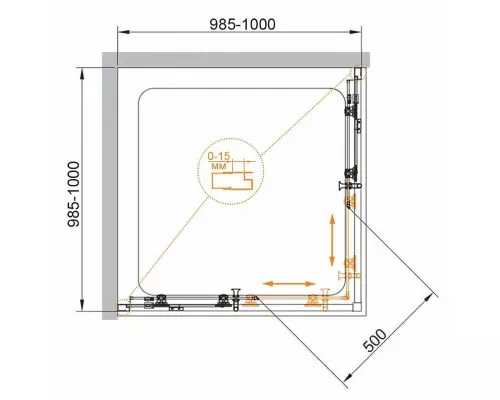 Купить Душевой уголок Cezares Eco 100x100 ECO-O-A-2-100-C-NERO профиль Черный матовый стекло прозрачное в магазине сантехники Santeh-Crystal.ru