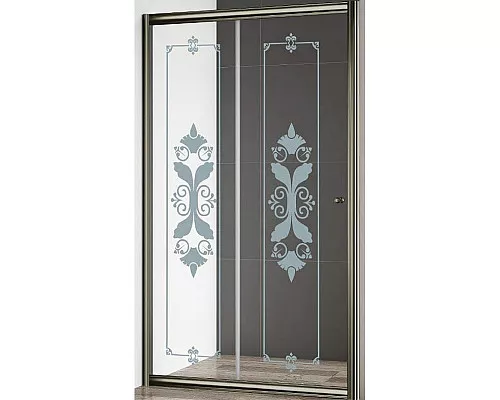 Заказать Душевая дверь Cezares Giubileo 120 GIUBILEO-BF-1-120-CP-Br профиль Бронза стекло прозрачное с матовым принтом в магазине сантехники Santeh-Crystal.ru