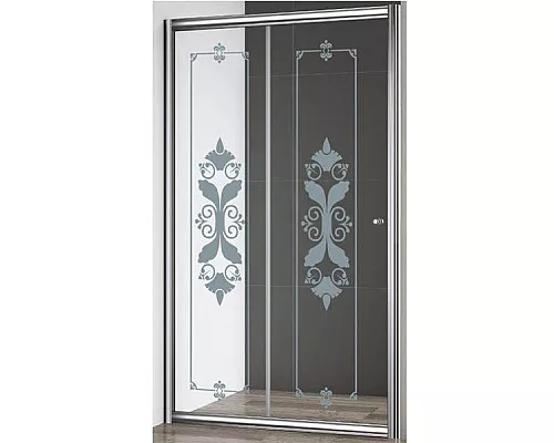 Купить Душевая дверь Cezares Giubileo BF 120 профиль Хром стекло прозрачное с матовым принтом в магазине сантехники Santeh-Crystal.ru