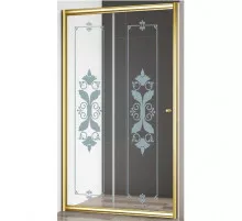 Душевая дверь Cezares Giubileo BF 120 профиль Золото стекло прозрачное с матовым принтом