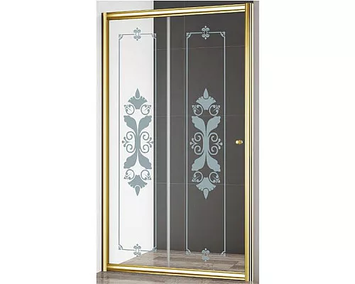Приобрести Душевая дверь Cezares Giubileo BF 120 профиль Золото стекло прозрачное с матовым принтом в магазине сантехники Santeh-Crystal.ru