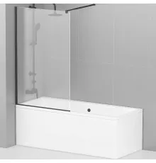 Шторка на ванну Cezares Liberta 90 LIBERTA-V-1-90/155-C-NERO профиль Черный матовый стекло прозрачное