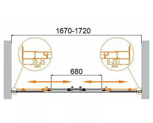 Заказать Душевая дверь Cezares Molveno 170 MOLVENO-BF-2-170-C-Cr-IV профиль Хром стекло прозрачное в магазине сантехники Santeh-Crystal.ru