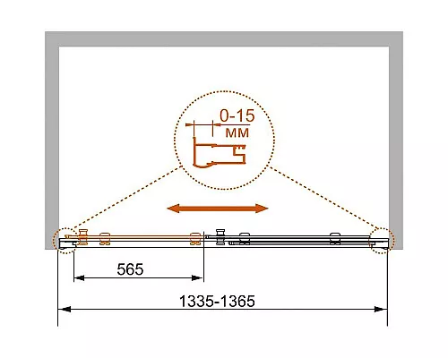 Купить Душевая дверь Cezares Pratico 135 PRATICO-BF-1-135-P-Cr профиль Хром стекло рифленое в магазине сантехники Santeh-Crystal.ru