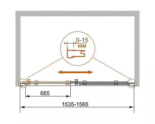 Купить Душевая дверь Cezares Pratico 155 PRATICO-BF-1-155-C-Cr профиль Хром стекло прозрачное в магазине сантехники Santeh-Crystal.ru