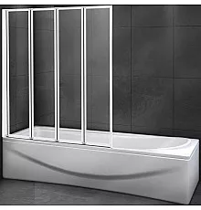 Шторка на ванну Cezares Relax 90 RELAX-V-4-90/140-C-Bi профиль Серый стекло прозрачное