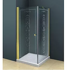 Душевой уголок Cezares ROYAL PALACE-A-AH-1-90/100-CP-G профиль Золото стекло прозрачное с матовым узором