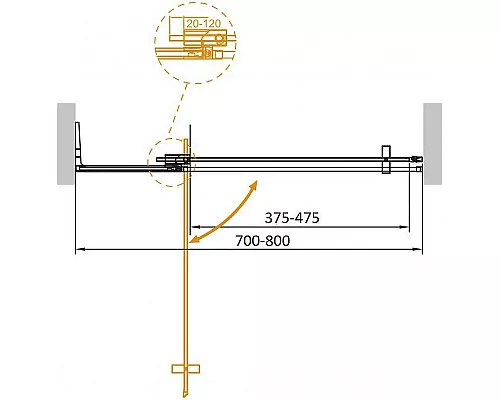 Купить Душевая дверь Cezares Slider 80 SLIDER-B-1-70/80-BR-NERO профиль Черный матовый стекло бронзовое в магазине сантехники Santeh-Crystal.ru