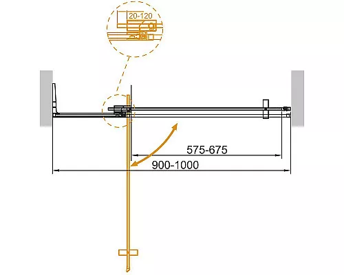 Купить Душевая дверь Cezares Slider 100 SLIDER-B-1-90/100-C-NERO профиль Черный матовый стекло прозрачное в магазине сантехники Santeh-Crystal.ru