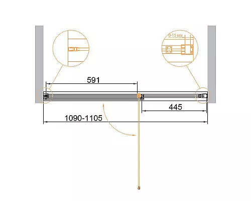 Приобрести Душевая дверь Cezares Urban 110 URBAN-B-12-110-C-CR профиль Хром стекло прозрачное в магазине сантехники Santeh-Crystal.ru