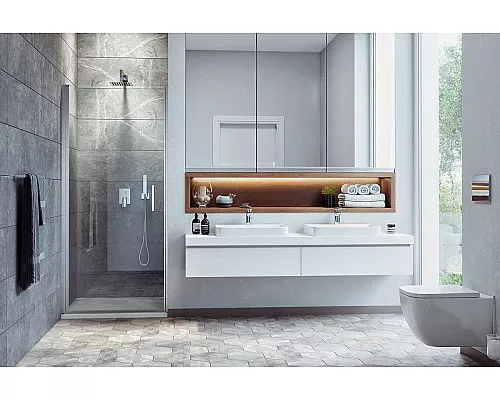 Заказать Душевая дверь Excellent Mazo 90 KAEX.3005.1010.9000.LP профиль Хром стекло прозрачное в магазине сантехники Santeh-Crystal.ru