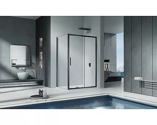 Приобрести Душевая дверь Good Door Cofe WTW-140-C-B 140 КФ00013 профиль Черный стекло прозрачное в магазине сантехники Santeh-Crystal.ru