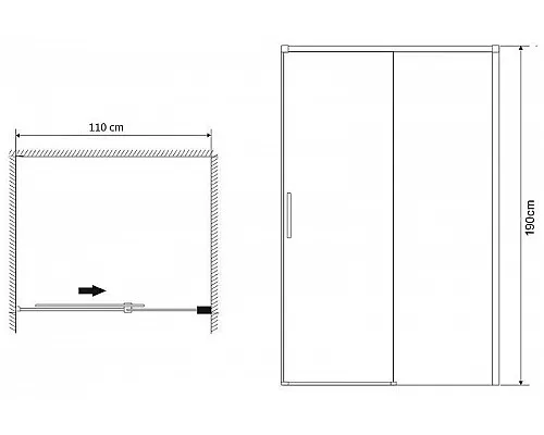 Купить Душевая дверь Grossman Fly 110 GR-D110Fl1 профиль Хром стекло прозрачное в магазине сантехники Santeh-Crystal.ru