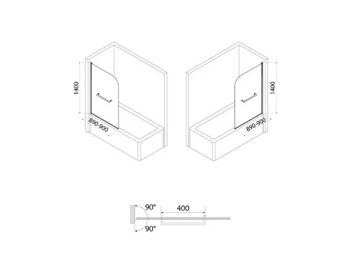 Купить Шторка на ванну Iddis Ray 90х140 RAY6CS9i90 профиль Хром стекло прозрачное в магазине сантехники Santeh-Crystal.ru
