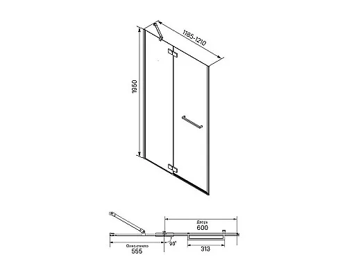 Купить Душевая дверь Iddis Slide 121 SLI6CH2i69 профиль Хром стекло прозрачное в магазине сантехники Santeh-Crystal.ru