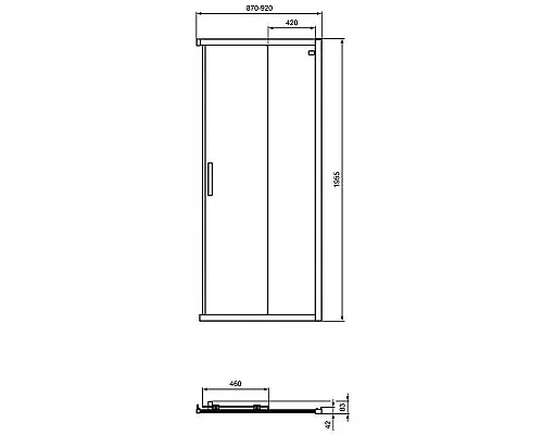 Купить Душевая дверь Ideal Standard Connect 2 90 K9261EO профиль Хром стекло прозрачное в магазине сантехники Santeh-Crystal.ru